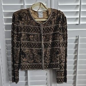 Elegant Stenay Brown Embellished Silk Jacket